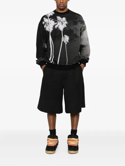 Palm Angels Palm Culture Print Crewneck Sweater In Black