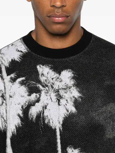 Palm Angels Palm Culture Print Crewneck Sweater In Black