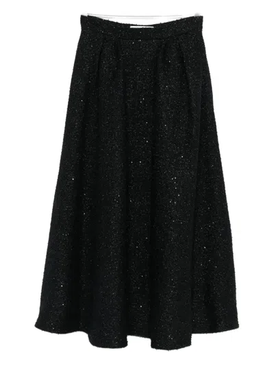 Alessandra Rich Sequin-embellished Pleated Skirt In Black