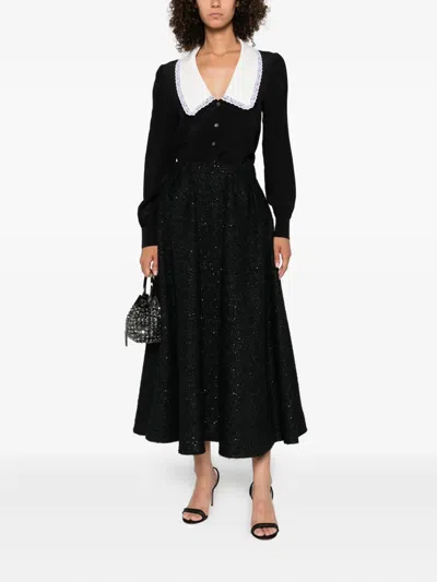 Alessandra Rich Sequin-embellished Pleated Skirt In Black