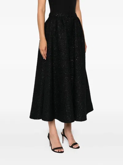 Alessandra Rich Sequin-embellished Pleated Skirt In Black
