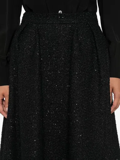 Alessandra Rich Sequin-embellished Pleated Skirt In Black