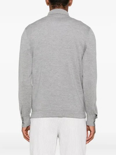 Eleventy Button-down Wool Shirt In Gray