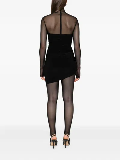 Norma Kamali Diana Pickleball Layered Ruched Stretch-jersey And Tulle Jumpsuit In Black
