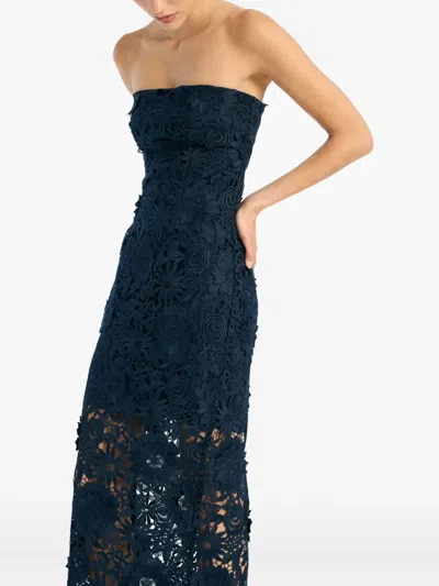 Rotate Birger Christensen Floral-lace Midi Dress In Blue