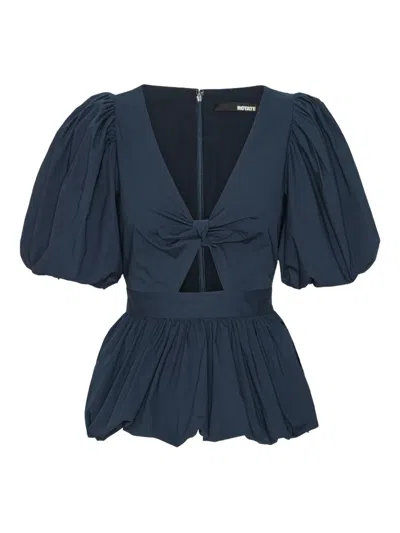 Rotate Birger Christensen Puff-sleeve Top In Blue