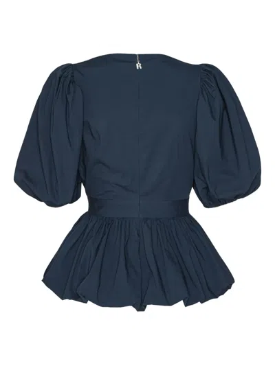 Rotate Birger Christensen Puff-sleeve Top In Blue