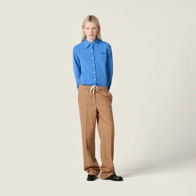 Miu Miu Button-detailed Cotton-poplin Shirt In Blue