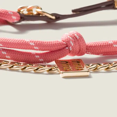 Miu Miu Women Tamaris Leather Cord And Metal Trick Keyring In Multi
