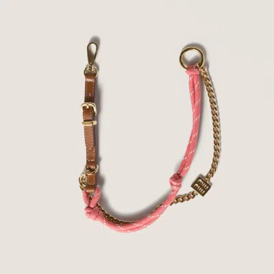 Miu Miu Women Tamaris Leather Cord And Metal Trick Keyring In Multi