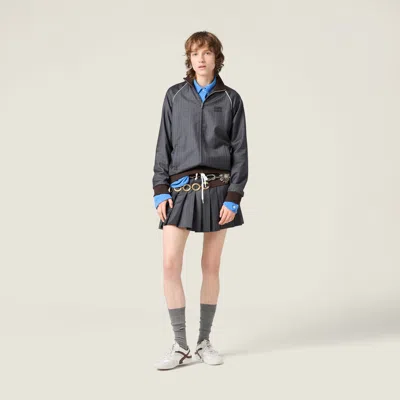 Miu Miu Pinstriped Zipper Blouson Jacket In Pink