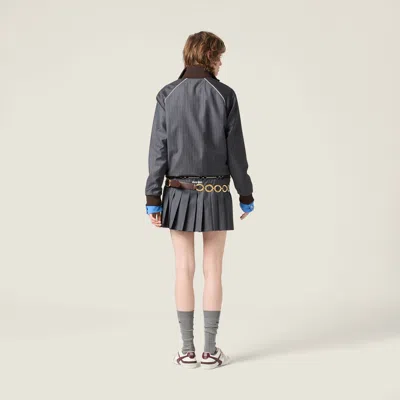 Miu Miu Pinstriped Zipper Blouson Jacket In Pink