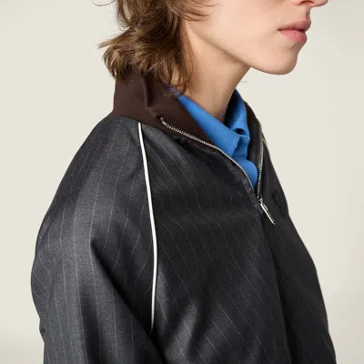 Miu Miu Pinstriped Zipper Blouson Jacket In Pink