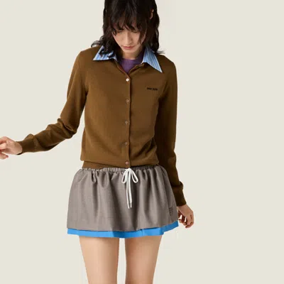 Miu Miu Cashmere Cardigan With Detachable Stripe Collar