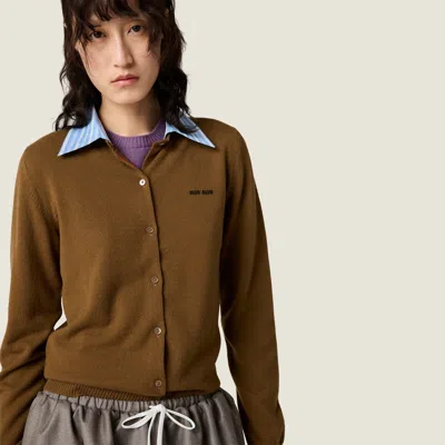 Miu Miu Cashmere Cardigan With Detachable Stripe Collar