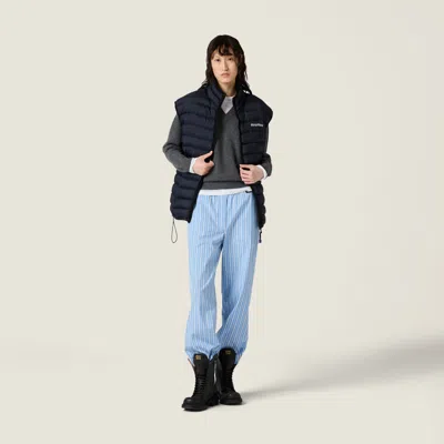 Miu Miu Cashmere V-neck Sweater With Jersey Inserts In Gray