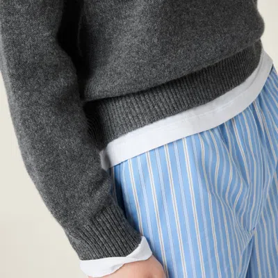 Miu Miu Cashmere V-neck Sweater With Jersey Inserts In Gray