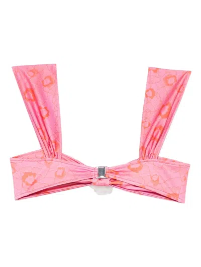 Roberta Einer Floral-appliqué Bikini Top In Pink
