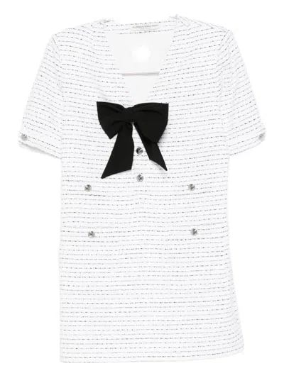 Alessandra Rich Sequined Tweed Minidress In White