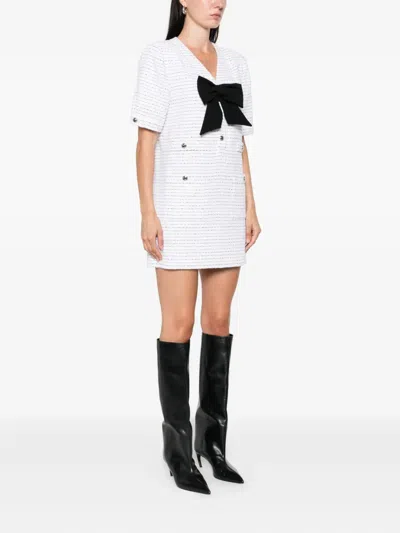 Alessandra Rich Sequined Tweed Minidress In White