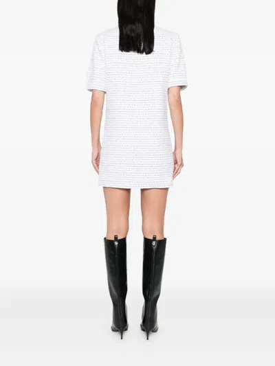 Alessandra Rich Sequined Tweed Minidress In White