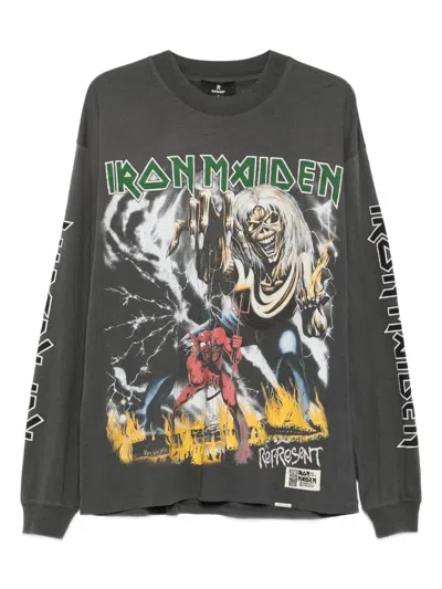 Represent Mens Sunfade Grey  X Iron Maiden Relaxed-fit Cotton T-shirt In Gray