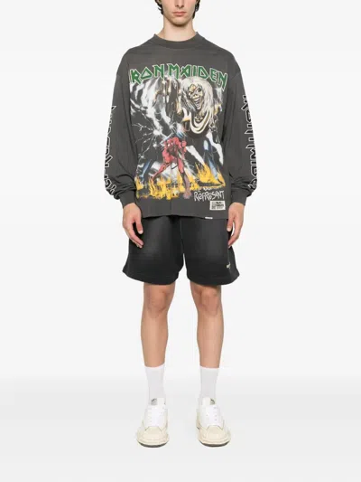 Represent Mens Sunfade Grey  X Iron Maiden Relaxed-fit Cotton T-shirt In Gray