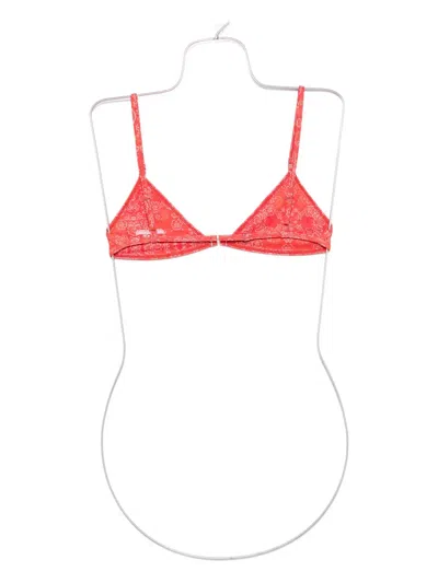 Roberta Einer Floral-print Triangle Bikini Top In Red