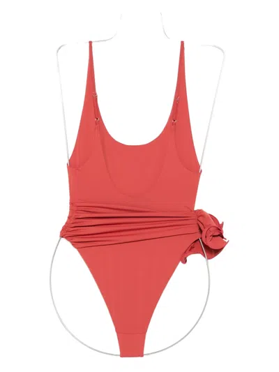 Magda Butrym Floral-appliqué Swimsuit In Pink