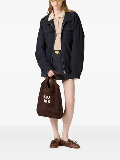 Miu Miu Mittelgrosser Ivy Tote Bag Mit Webmuster