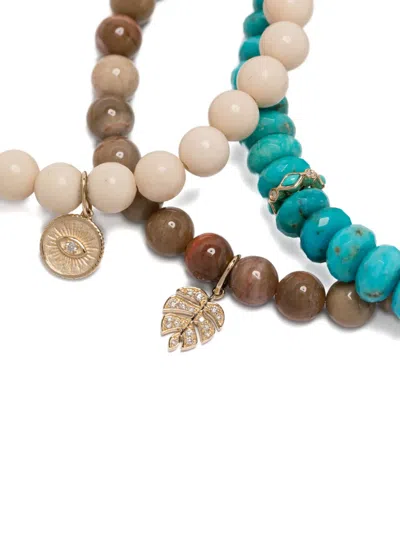 Sydney Evan 14k Yellow Gold Diamond Leaf Turquoise Bracelet In Multi