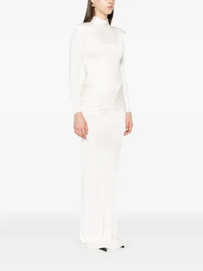 The New Arrivals Ilkyaz Ozel Darja Gathered Satin-jersey Gown In White