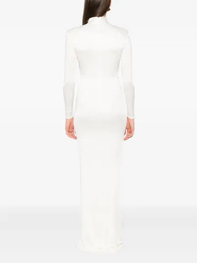 The New Arrivals Ilkyaz Ozel Darja Gathered Satin-jersey Gown In White