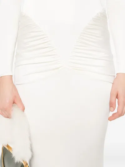 The New Arrivals Ilkyaz Ozel Darja Gathered Satin-jersey Gown In White