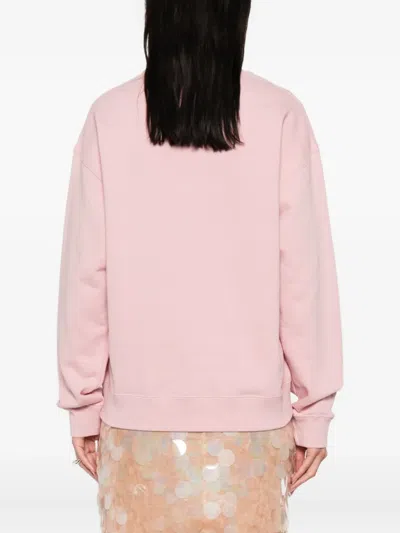Jil Sander Cotton Sweatshirt With Ribbed Cuffs And Hem In Pink