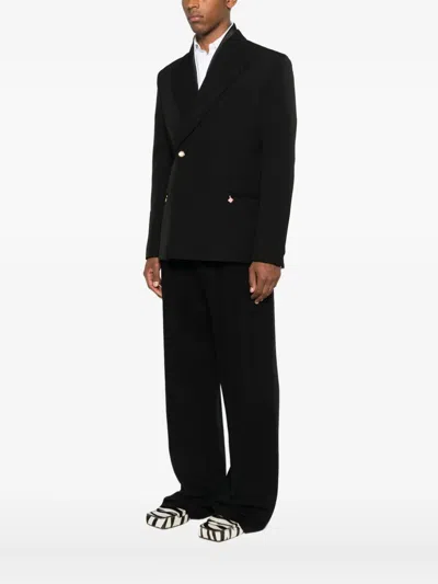 Casablanca Double-breasted Embellished Jacket In Black