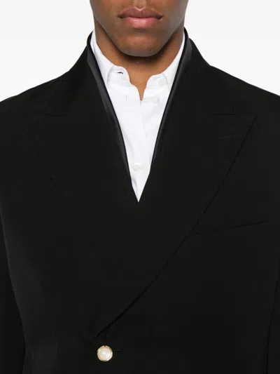 Casablanca Double-breasted Embellished Jacket In Black