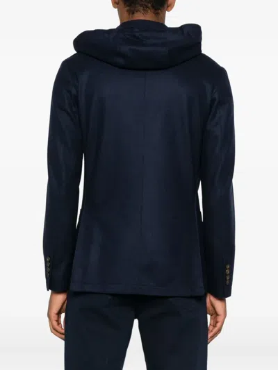 Eleventy Cotton Knit Sport Coat With Hooded Bib In Black