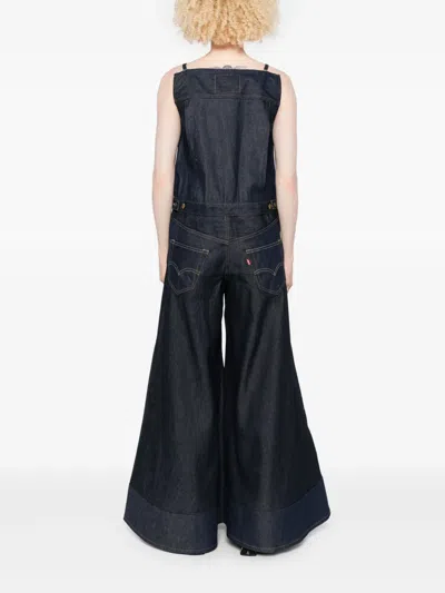 Sacai Denim Wide-leg Jumpsuit In Blue
