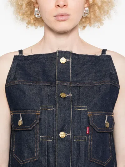 Sacai Denim Wide-leg Jumpsuit In Blue