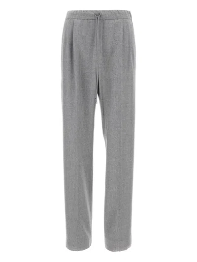 Max Mara Pleated-front Drawstring Trousers In Gray