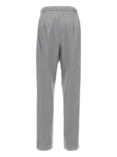 Max Mara Pleated-front Drawstring Trousers In Gray