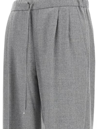 Max Mara Pleated-front Drawstring Trousers In Gray