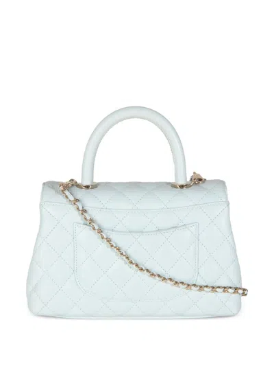 Pre-owned Chanel 2021-2023 Coco Handle Flap Two-way Handbag In Blue