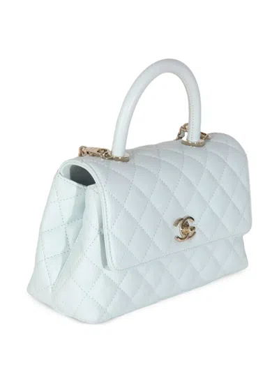 Pre-owned Chanel 2021-2023 Coco Handle Flap Two-way Handbag In Blue
