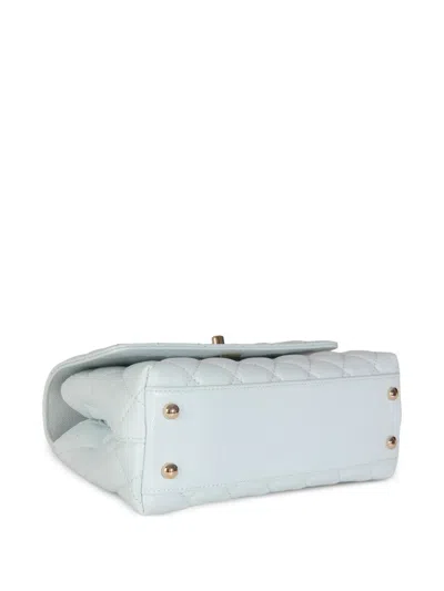 Pre-owned Chanel 2021-2023 Coco Handle Flap Two-way Handbag In Blue