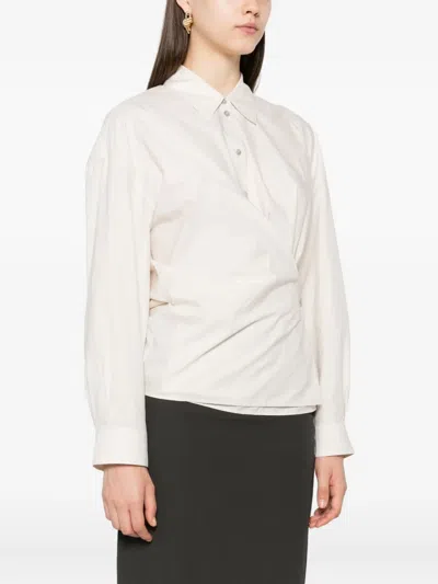Lemaire Womens Twisted Long-sleeves Cotton And Silk Shirt Light Cream In White