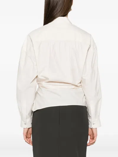 Lemaire Womens Twisted Long-sleeves Cotton And Silk Shirt Light Cream In White