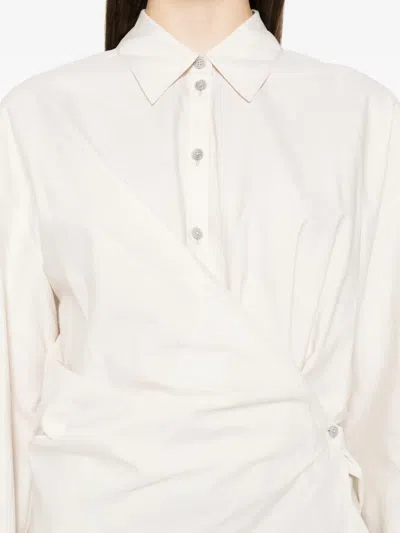 Lemaire Womens Twisted Long-sleeves Cotton And Silk Shirt Light Cream In White