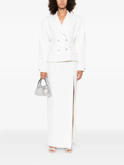 Alessandra Rich Crystal-embellished Double-breasted Jacket In White